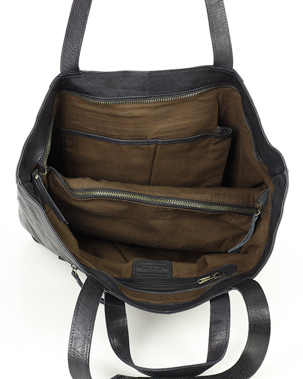 Duża torba shopper skórzana podwójne rączki - MARCO MAZZINI czarna