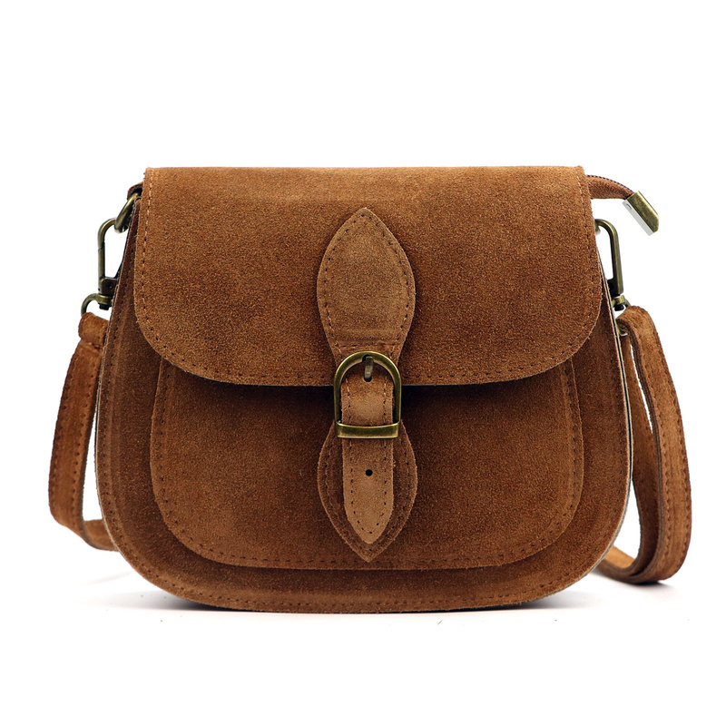 Luka Klasyczna Zamszowa damska listonoszka skórzana przez ramię z kieszenią