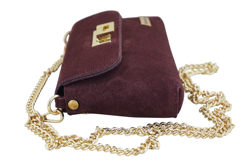 Zamszowa kopertówka na łańcuszku Barberinis - Bordowa