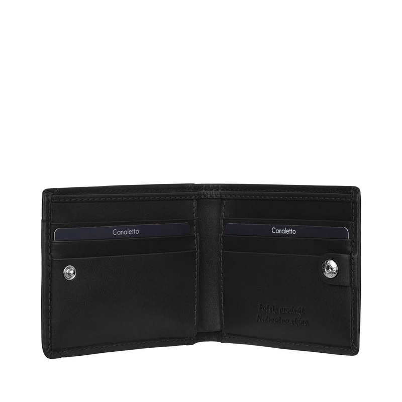 Mały czarny skórzany portfel Canaletto – elegancja, funkcjonalność i ochrona RFID PM1055s163 GR