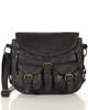 MARCO MAZZINI Skórzana torebka listonoszka z kieszeniami safari handmade bag czarna