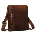 Listonoszka męska ze skóry naturalnej w brązowym kolorze, jednokomorowa i zamykana suwakiem - Peterson