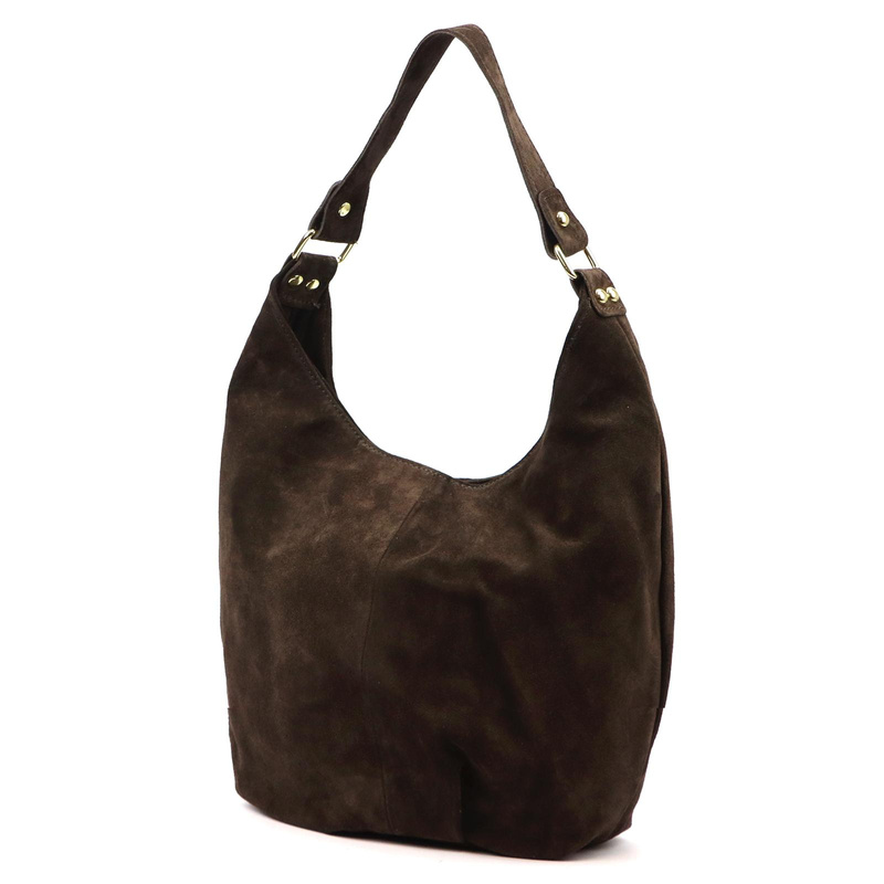 Vera Pelle damska torebka na ramię skóra naturalna zamszowa shopperbag