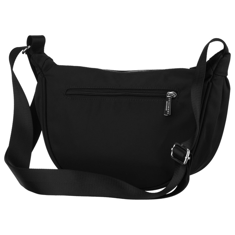 Czarna listonoszka damska z poliestru, jednokomorowa z zewnętrzną kieszonką - Peterson