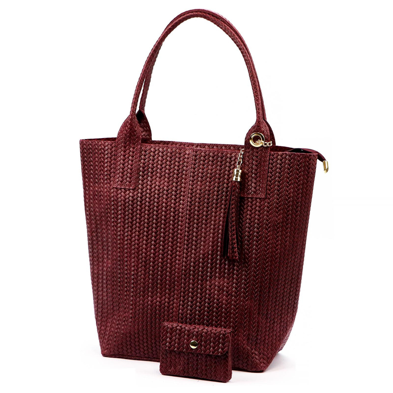 Vera Pelle damska shopperbag z dwoma etui torebka portfel skóra naturalna