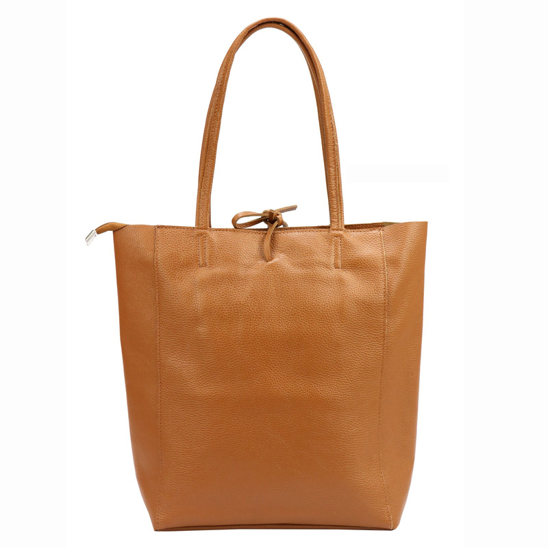 MiaMore Skórzana damska shopperbag duża torabka na ramię z kieszenią