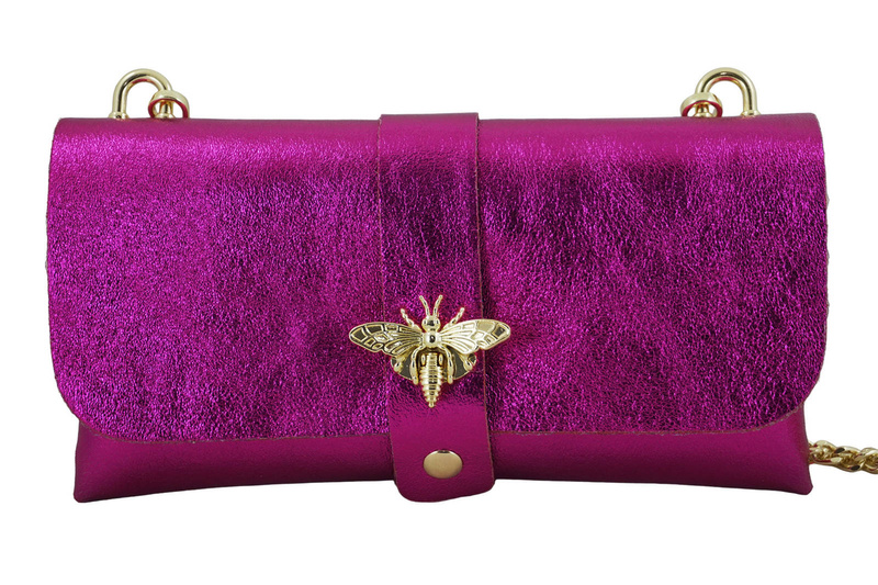 Torebka kopertówka metalizowana - Fuksja