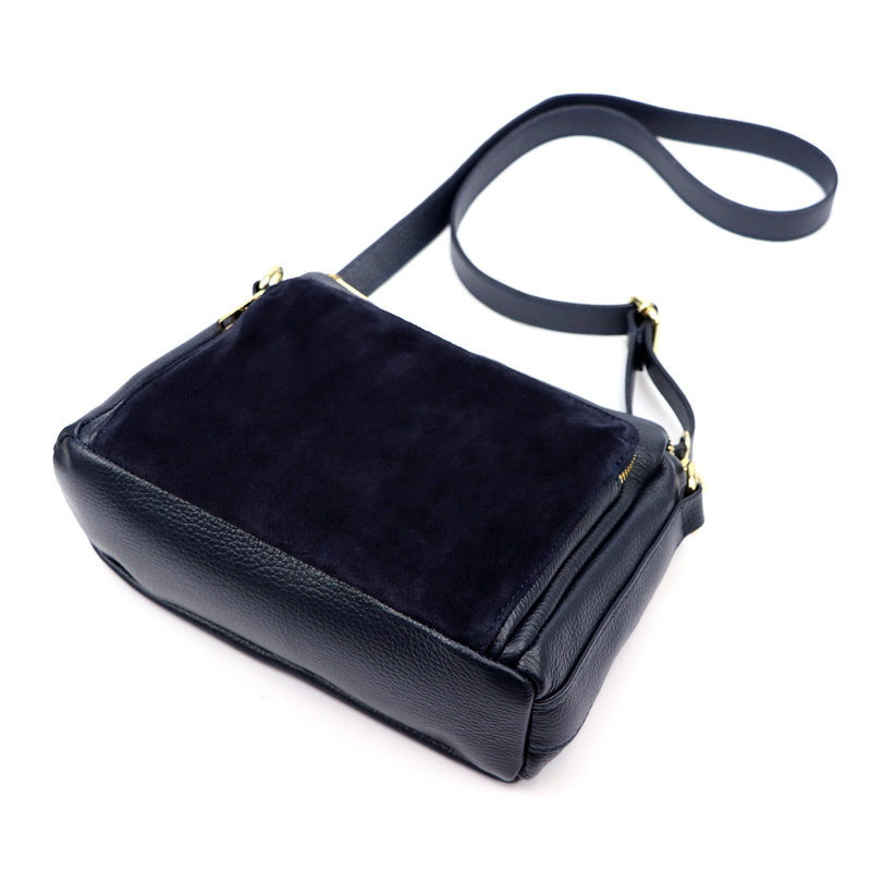 Luka damska listonoszka na ramię skóra naturalna dwie komory trzy kieszenie