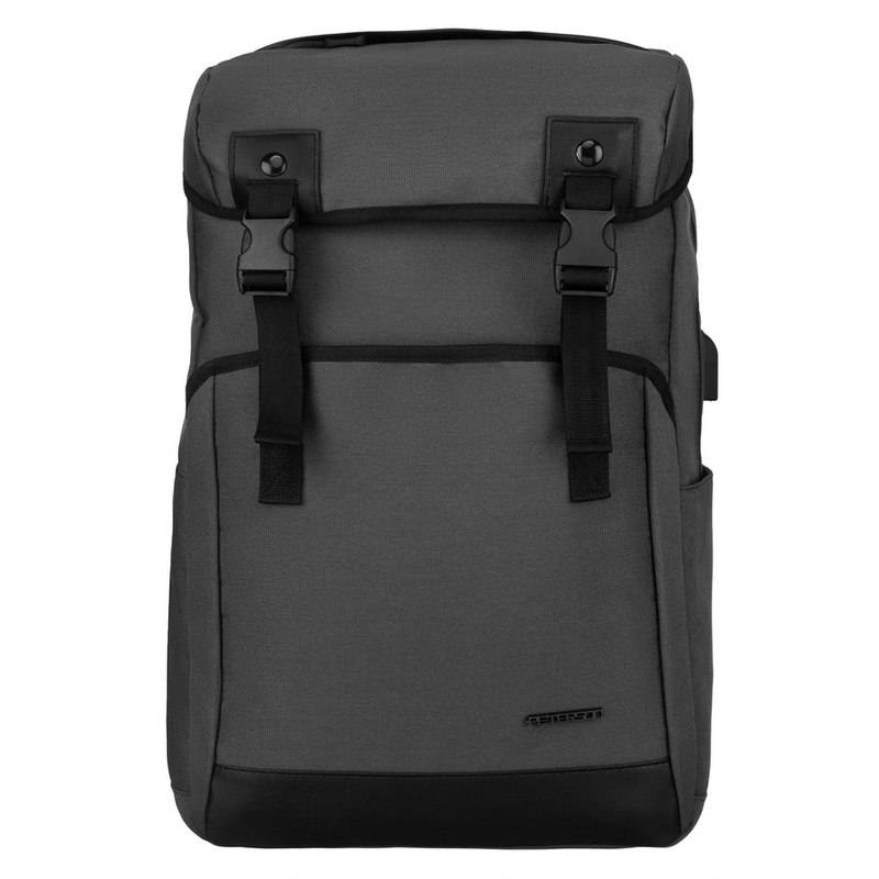 Dwukomorowy plecak w szarym kolorze na laptopa 15" - Peterson