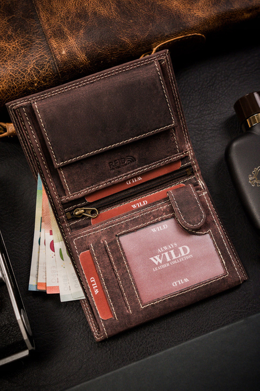 Skórzany męski portfel Wild N4-CHM-NL RFID