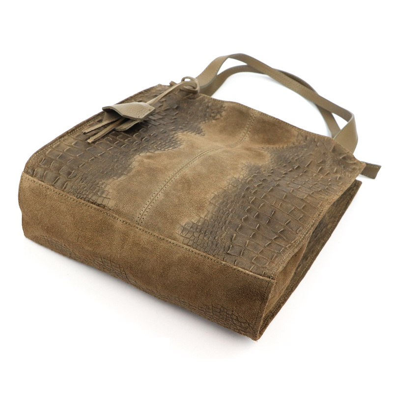 Vera Pelle shopperbag skórzana wzór skóra krokodyla torebka na ramię