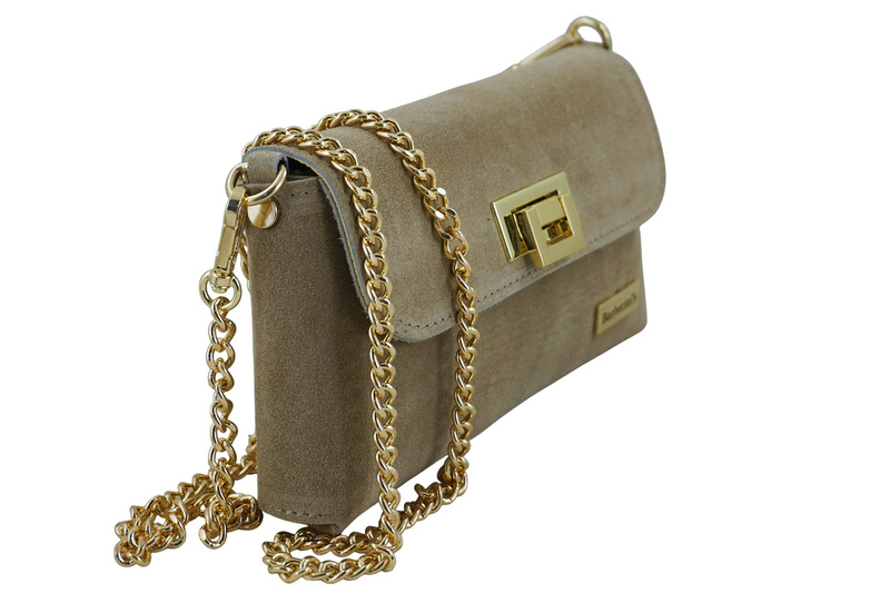 Zamszowa kopertówka na łańcuszku Barberinis - Beżowa