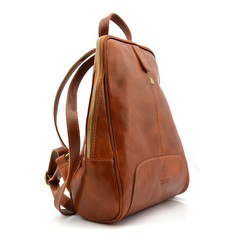 Florence Miejski Damski plecak skóra naturalna z kieszeniami na suwak