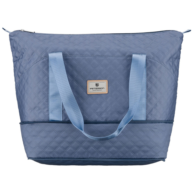 Treningowa torba wykonana z poliestru w niebieskim kolorze, wyposażona w uchwyt na walizkę - Peterson