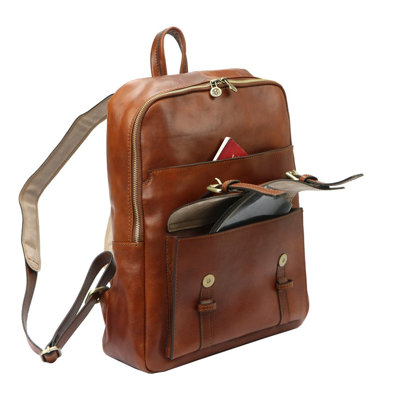 Florence Duży praktyczny damski plecak miejski skóra naturalna kieszenie