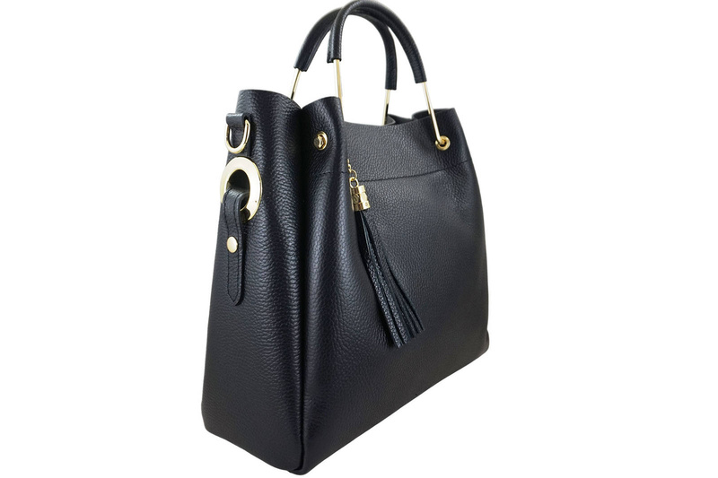 Torebka kuferek skórzana damska - Czarna