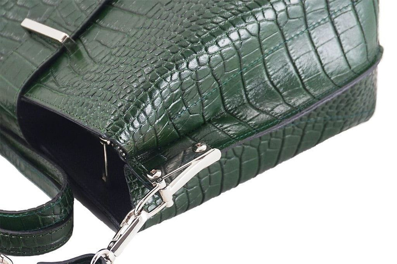 Torebka skórzana na ramię - CROCO - Czarny