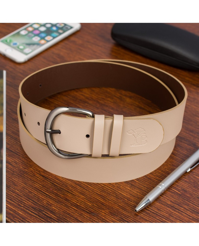 Skórzany pasek damski do spodni sukienki cielisty skóra nat 4 cm Beltimore D88 : Kolory - ecru, kremowy,