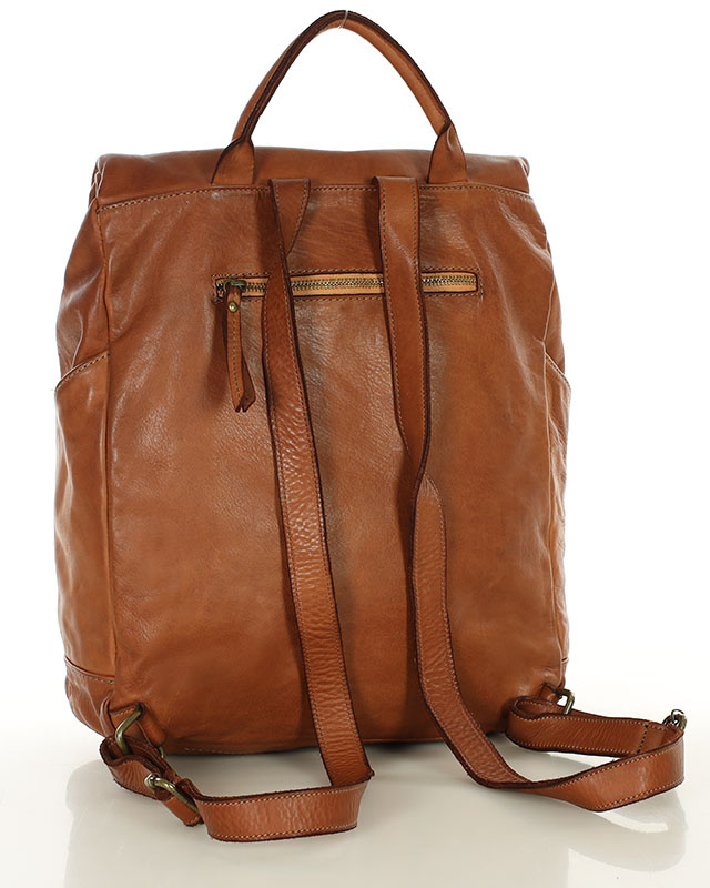 MARCO MAZZINI Duży akademicki plecak old pelle travel big brąz camel