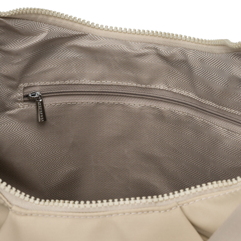 Beżowa torebka damska z poliestru, mieszcząca format A4 i zamykana suwakiem - Peterson