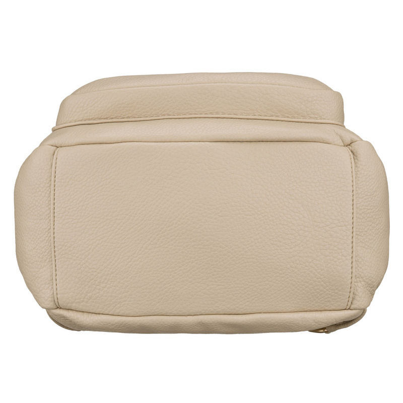 Elegancki plecak damski z bocznymi kieszeniami wykonany ze skóry ekologicznej w beżowym kolorze - Rovicky