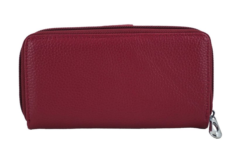 Kolorowy portfel skórzany damski - Fuksja