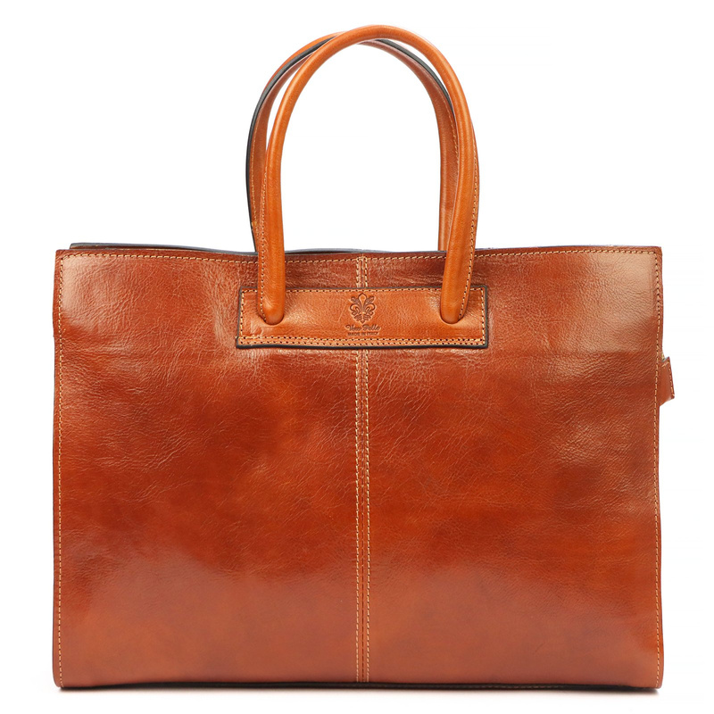 Florence Duża Damska skórzana torebka na dokumenty do pracy z paskiem