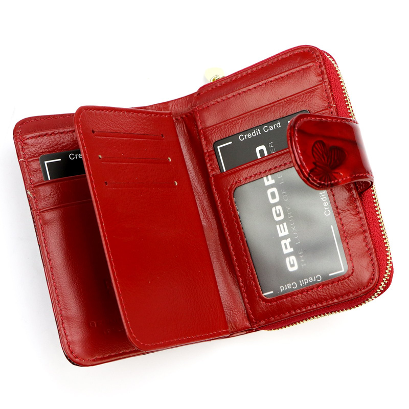 Gregorio portfel damski skóra naturalna lakierowana pionowa portmonetka