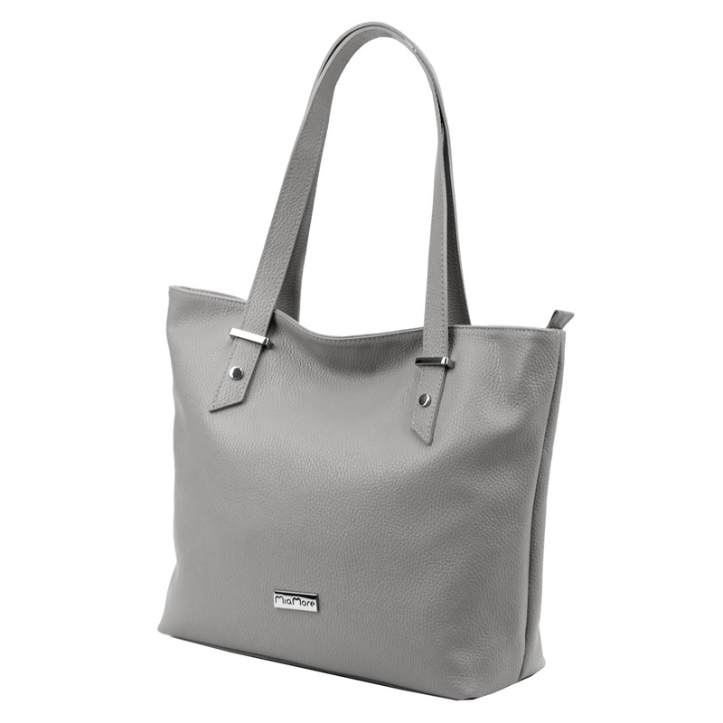 Duża damska shopperbag skórzana z kieszeniami torebka na ramię MiaMore