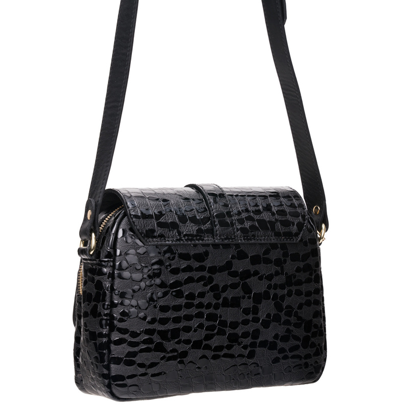 Torebka damska z efektem kropli czarna Canaletto złote wykończenia TD690s258