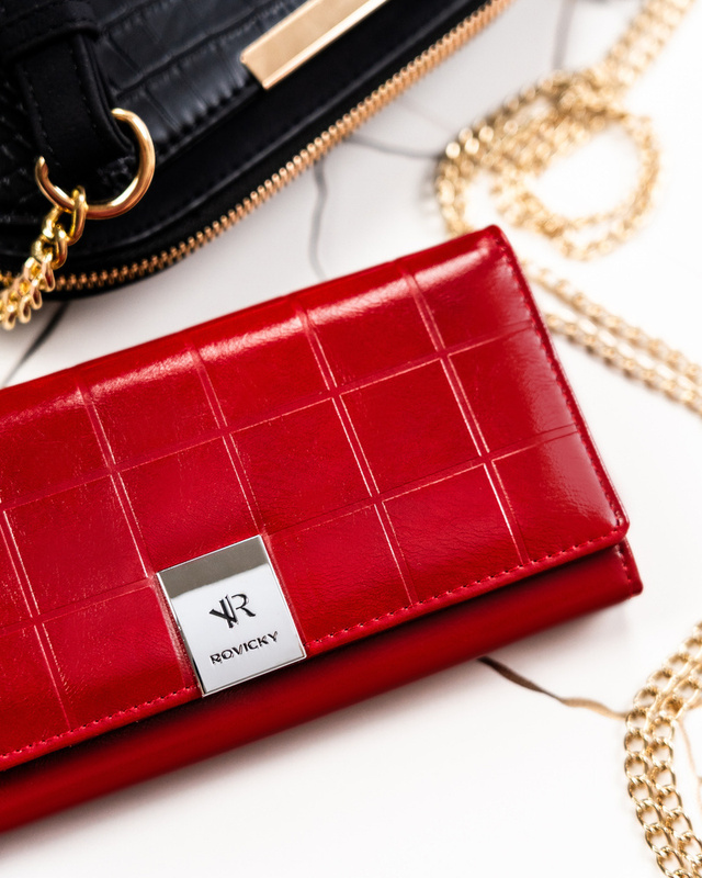 Rovicky damski duży portfel skóra naturalna i eko podłużna portmonetka