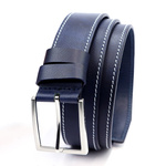 VerMari stylowy pasek do spodni skóra naturalna klasyczna srebrna klamra