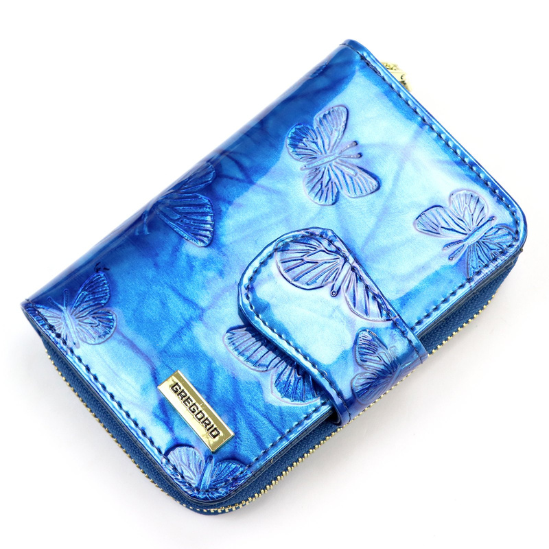 Gregorio portfel damski skóra naturalna lakierowana pionowa portmonetka