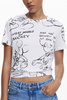T-SHIRT DAMSKI Z KR�TKIM R�KAWEM DESIGUAL BIA�Y