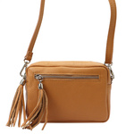 Damska listonoszka torebka Skórzana z brelokiem frędzlem i kieszeniami Luka