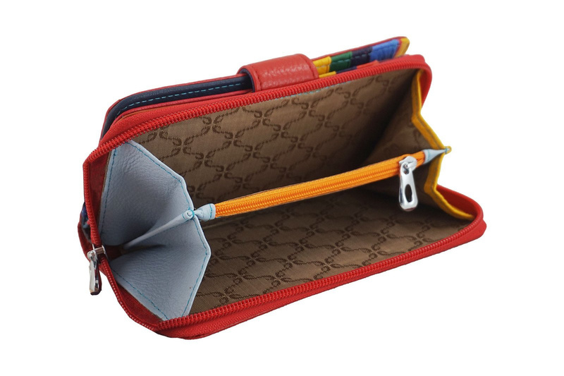 Kolorowy portfel skórzany damski - Fioletowy