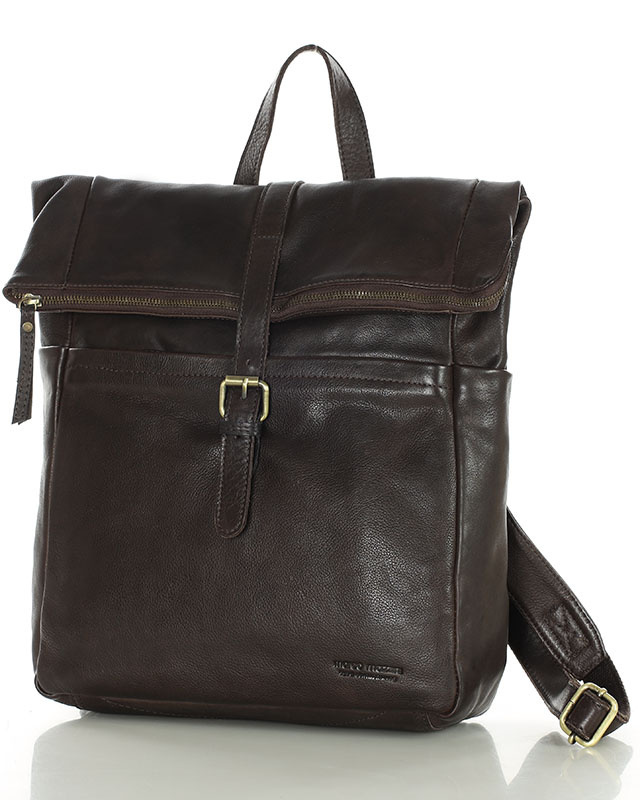 Kultowy plecak damski brązowy skórzany na laptopa - MARCO MAZZINI brąz camel