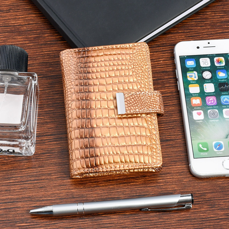 Etui skórzane na dokumenty karty okładka skóra naturalna wizytownik złoty M32