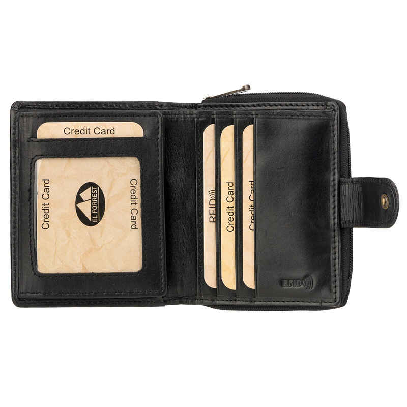 Pojemny Skórzany damski portfel kieszeń zasuwana EL FORREST RFID