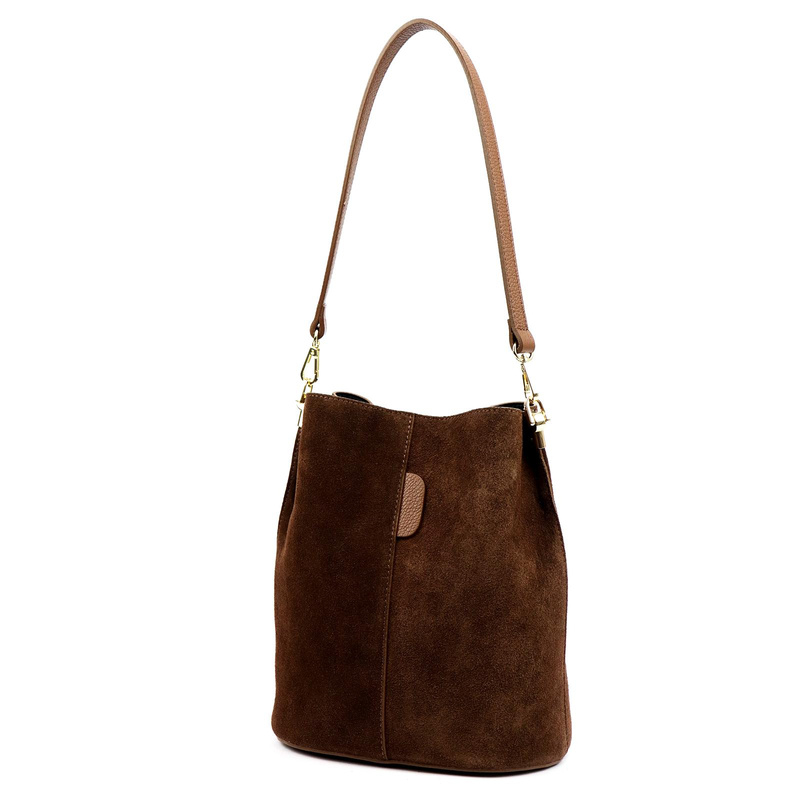 Skórzana Zamszowa damska listonoszka z organizerem torebka przez ramię Luka