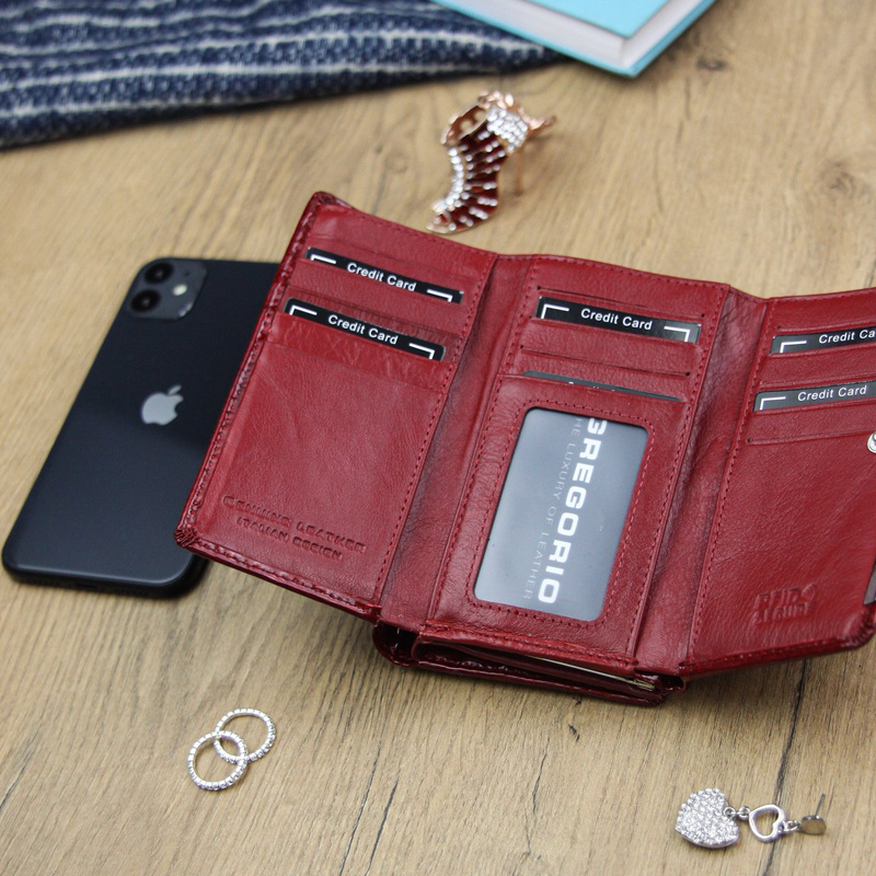 Skórzany piękny damski portfel podłużny Gregorio