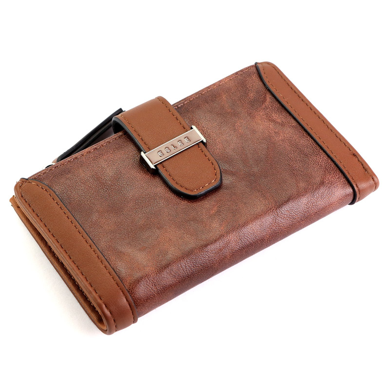 Eslee Duży Portfel Damski Podłużny Pionowy Skóra Eko Na Zatrzask