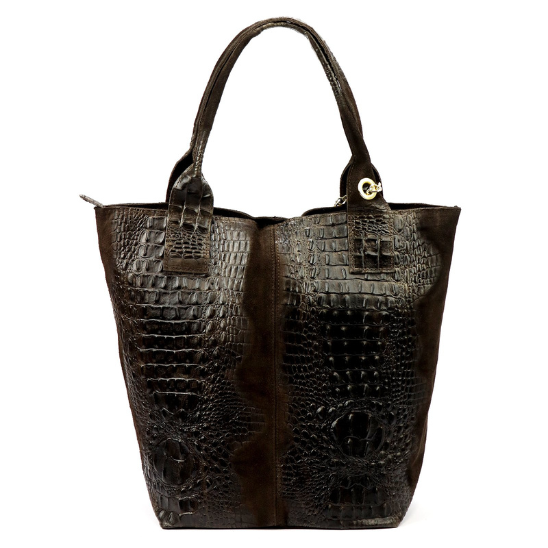 Vera Pelle shopperbag damska skóra naturalna wzór krokodyla duża torebka