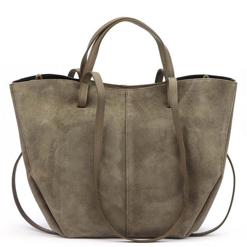 Duża zamszowa torebka shopper Luka 24-082 D z kosmetyczką