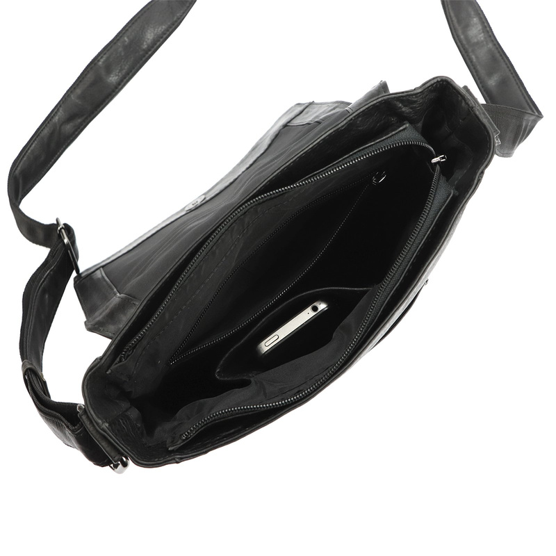 Nordee Saszetka męska z kieszeniami ze naturalnej skóry regulowany pasek