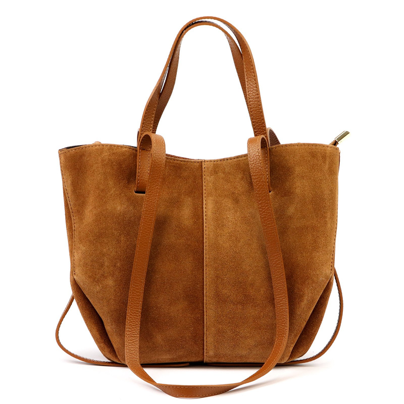 Skórzana zamszowa pojemna Stylowa damska shopperbag torebka na ramię Luka