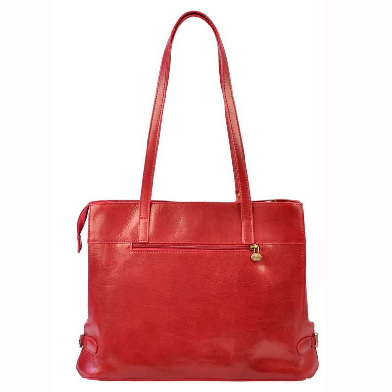 Skórzana elegancka shopperbag pojemna na ramię z kieszeniami Florence