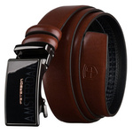 Brązowy, elegancki pasek męski ze skóry naturalnej z automatyczną klamrą - Peterson