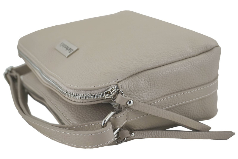 Torebka skórzana damska włoska - Beżowa