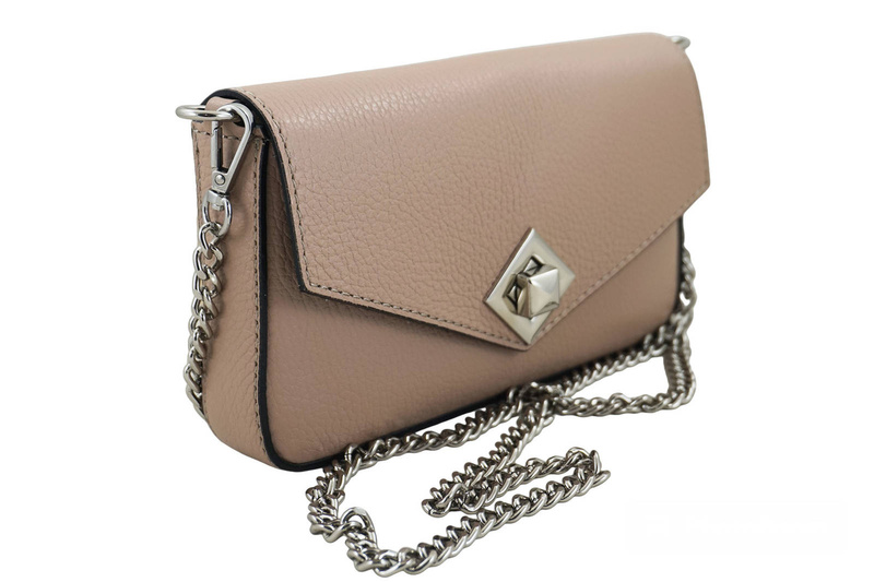 Modna torebka skórzana włoska - Różowe pudrowe